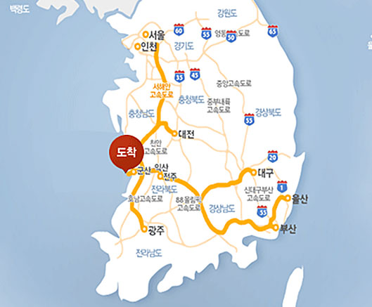 서울,대전,대구,울산,부산에서 새만금방조제로 오는 기차 이용도